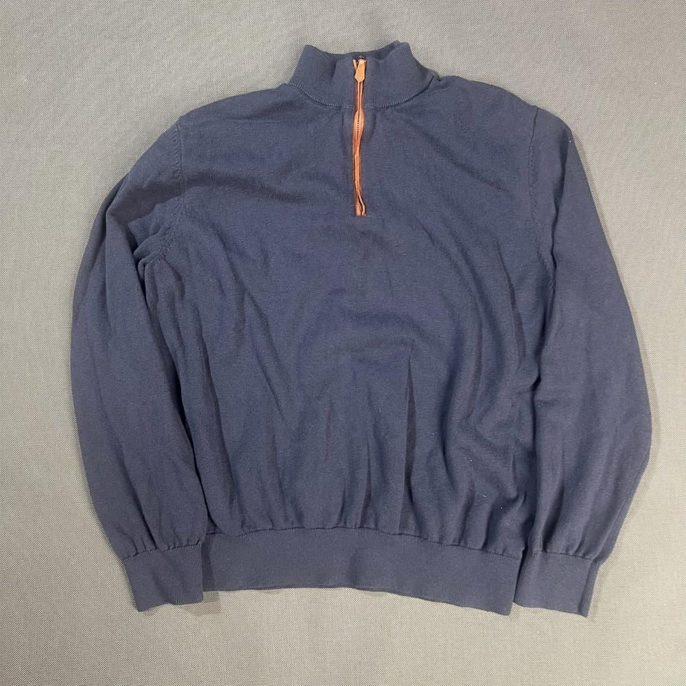 Onward Reserve 1/4 Zip Sweater Merino Wool Blend Mens Large Navy Pullover